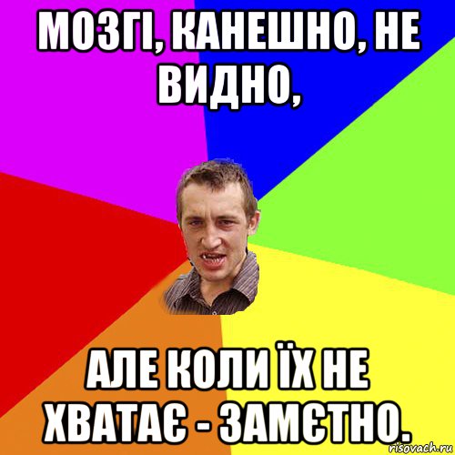 мозгі, канешно, не видно, але коли їх не хватає - замєтно., Мем Чоткий паца