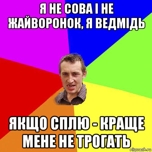 я не сова і не жайворонок, я ведмідь якщо сплю - краще мене не трогать, Мем Чоткий паца