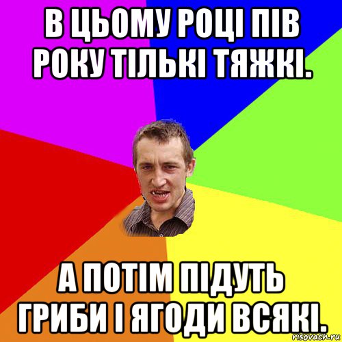 в цьому році пів року тількі тяжкі. а потім підуть гриби і ягоди всякі., Мем Чоткий паца