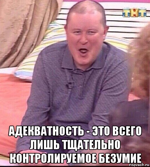  адекватность - это всего лишь тщательно контролируемое безумие, Мем  Должанский