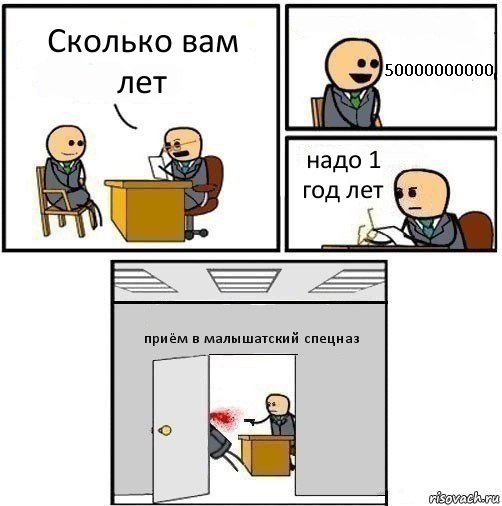 Сколько вам лет 50000000000 надо 1 год лет приём в малышатский спецназ, Комикс   Не приняты