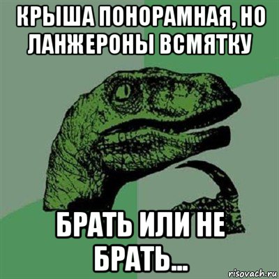 крыша понорамная, но ланжероны всмятку брать или не брать..., Мем Филосораптор