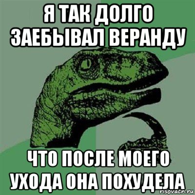 я так долго заебывал веранду что после моего ухода она похудела, Мем Филосораптор