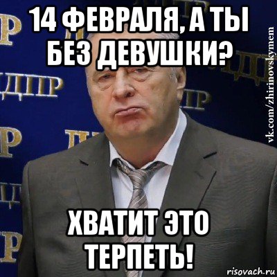 14 февраля, а ты без девушки? хватит это терпеть!, Мем Хватит это терпеть (Жириновский)