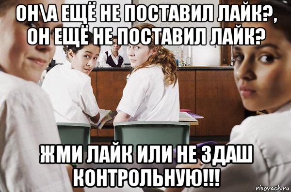 он\а ещё не поставил лайк?, он ещё не поставил лайк? жми лайк или не здаш контрольную!!!, Мем В классе все смотрят на тебя