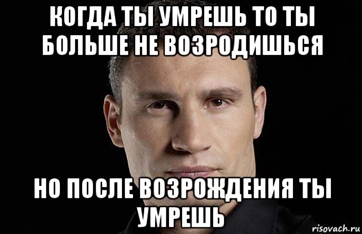 когда ты умрешь то ты больше не возродишься но после возрождения ты умрешь, Мем Кличко