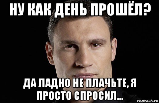 ну как день прошёл? да ладно не плачьте, я просто спросил..., Мем Кличко