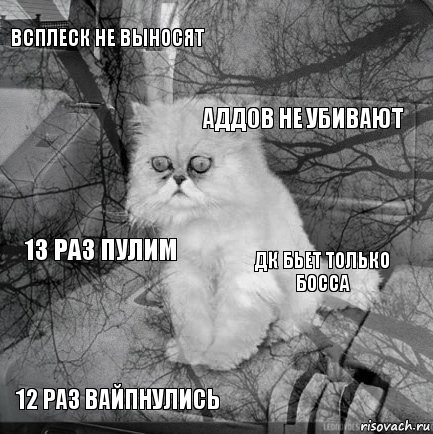 Всплеск не выносят Дк бьет только босса Аддов не убивают 12 раз вайпнулись 13 раз пулим     , Комикс  кот безысходность