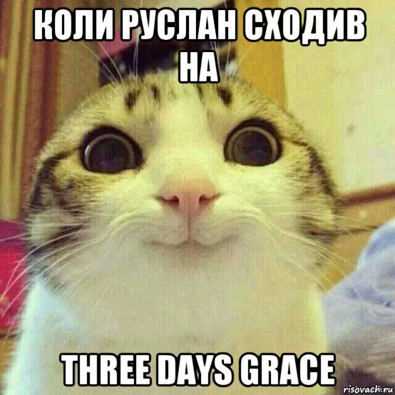 коли руслан сходив на three days grace, Мем       Котяка-улыбака