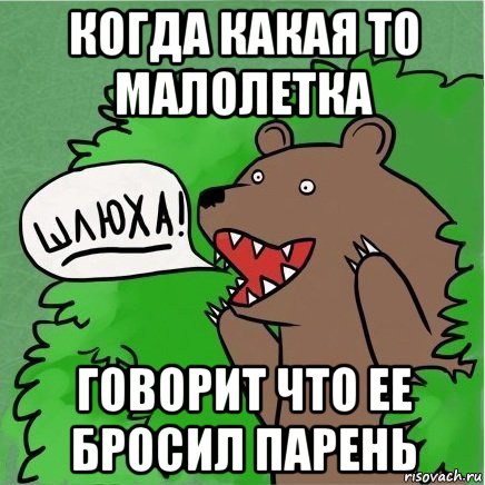 когда какая то малолетка говорит что ее бросил парень, Мем Медведь в кустах