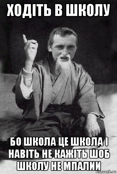 ходіть в школу бо школа це школа і навіть не кажіть шоб школу не мпалии, Мем Мудрий паца