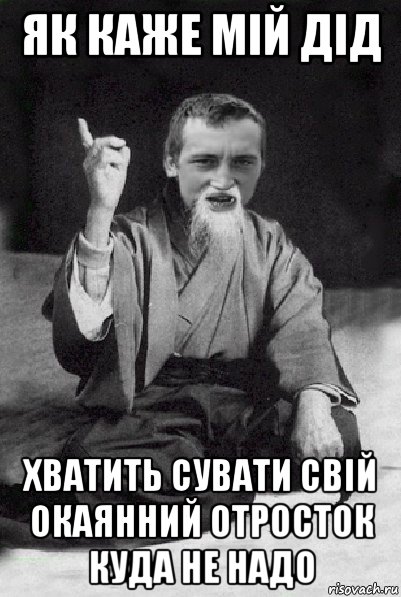 як каже мій дід хватить сувати свій окаянний отросток куда не надо, Мем Мудрий паца