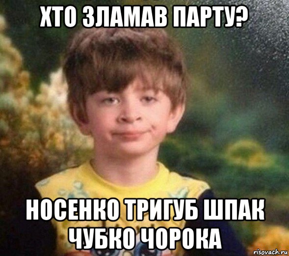 хто зламав парту? носенко тригуб шпак чубко чорока, Мем Недовольный пацан