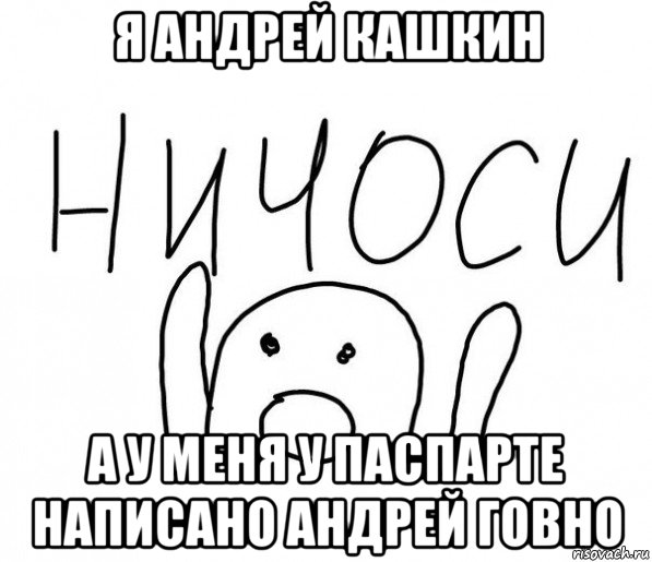 я андрей кашкин а у меня у паспарте написано андрей говно, Мем  Ничоси