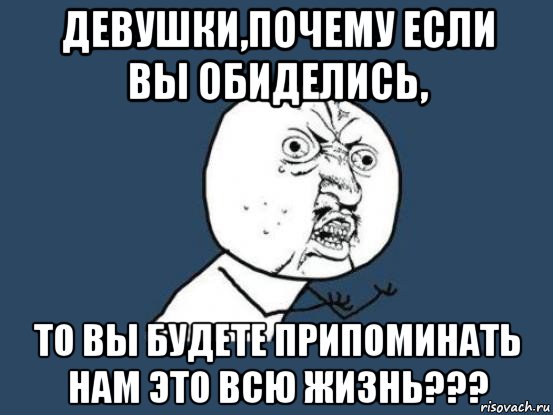 девушки,почему если вы обиделись, то вы будете припоминать нам это всю жизнь???, Мем Ну почему