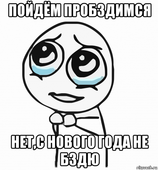 пойдём пробздимся нет,с нового года не бздю, Мем  ну пожалуйста (please)