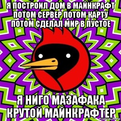 я построил дом в майнкрафт потом сервер потом карту потом сделал мир в пустое я ниго мазафака крутой майнкрафтер, Мем Омская птица