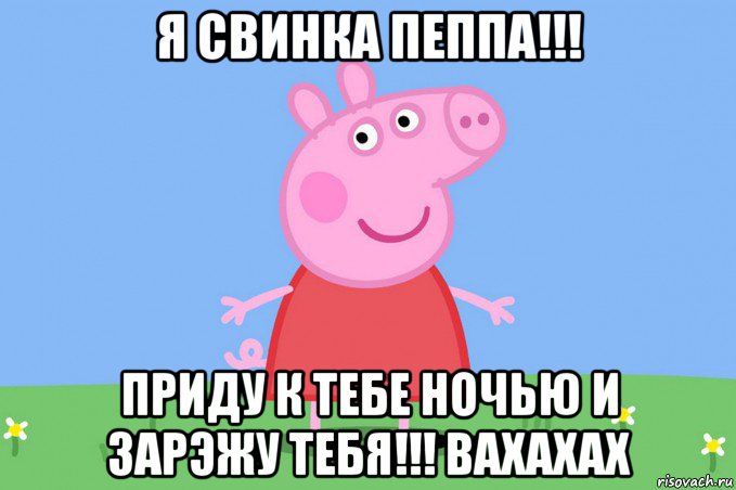 я свинка пеппа!!! приду к тебе ночью и зарэжу тебя!!! вахахах, Мем Пеппа