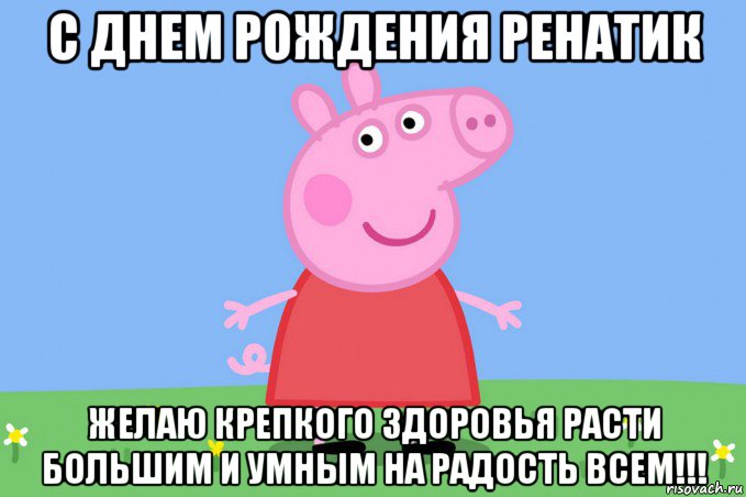 с днем рождения ренатик желаю крепкого здоровья расти большим и умным на радость всем!!!, Мем Пеппа