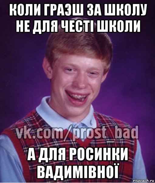 коли граэш за школу не для честі школи а для росинки вадимівної, Мем Прост Неудачник