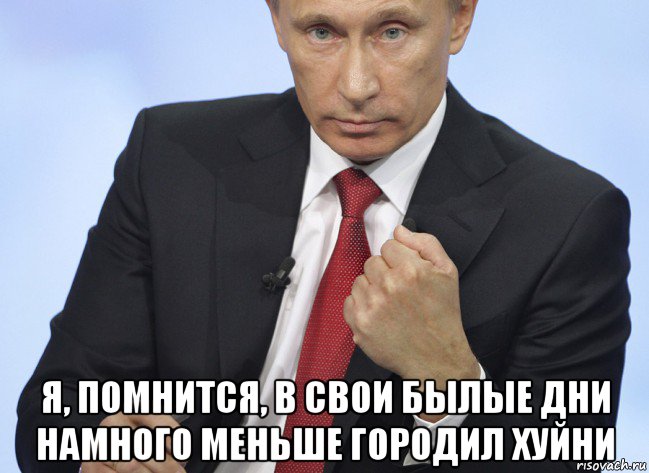  я, помнится, в свои былые дни намного меньше городил хуйни, Мем Путин показывает кулак