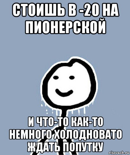 стоишь в -20 на пионерской и что-то как-то немного холодновато ждать попутку, Мем  Теребонька замерз