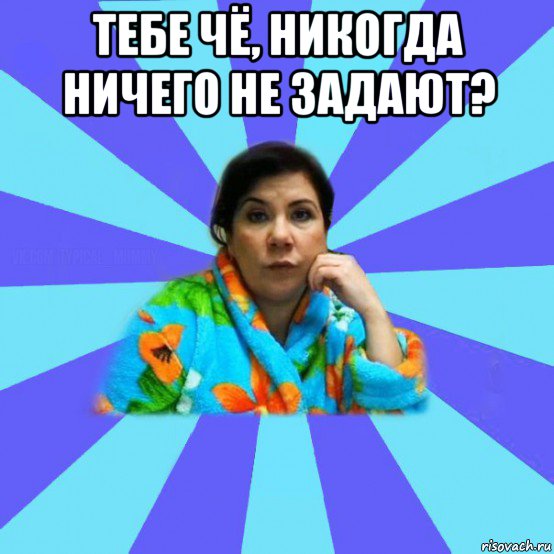 тебе чё, никогда ничего не задают? , Мем типичная мама