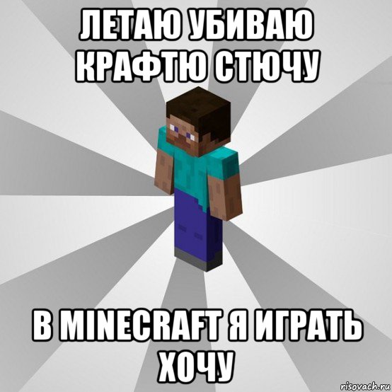 летаю убиваю крафтю стючу в minecraft я играть хочу, Мем Типичный игрок Minecraft