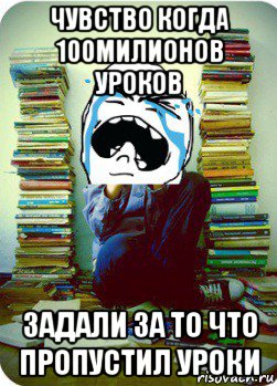 чувство когда 100милионов уроков задали за то что пропустил уроки, Мем Типовий десятикласник