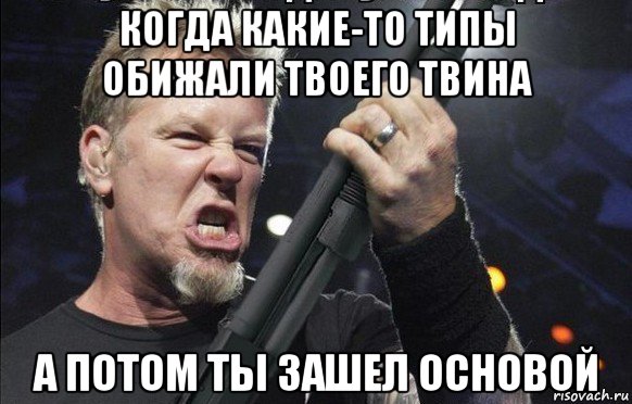 когда какие-то типы обижали твоего твина а потом ты зашел основой, Мем То чувство когда