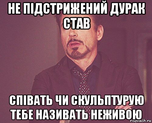 не підстрижений дурак став співать чи скульптурую тебе називать неживою, Мем твое выражение лица