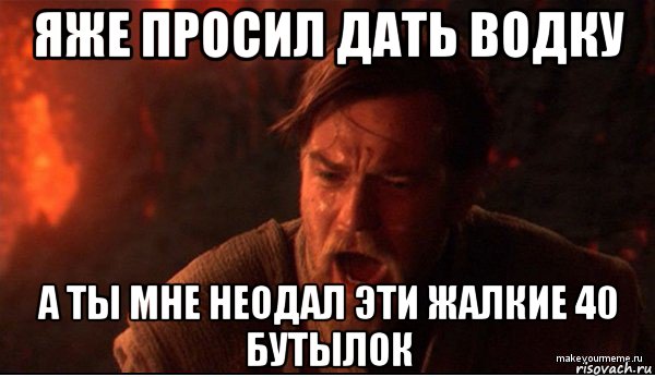 яже просил дать водку а ты мне неодал эти жалкие 40 бутылок, Мем ты был мне как брат