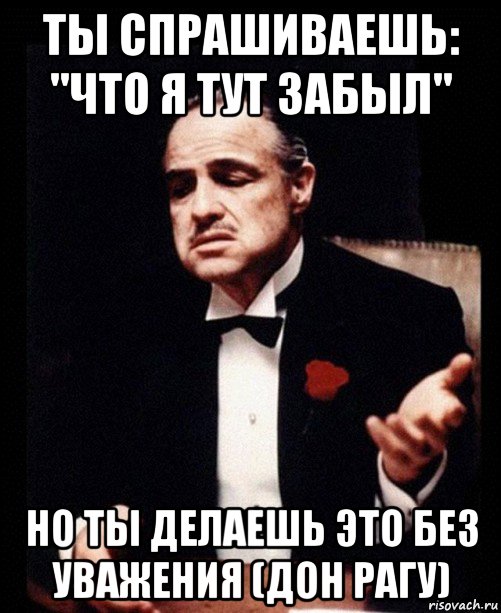 ты спрашиваешь: "что я тут забыл" но ты делаешь это без уважения (дон рагу), Мем ты делаешь это без уважения