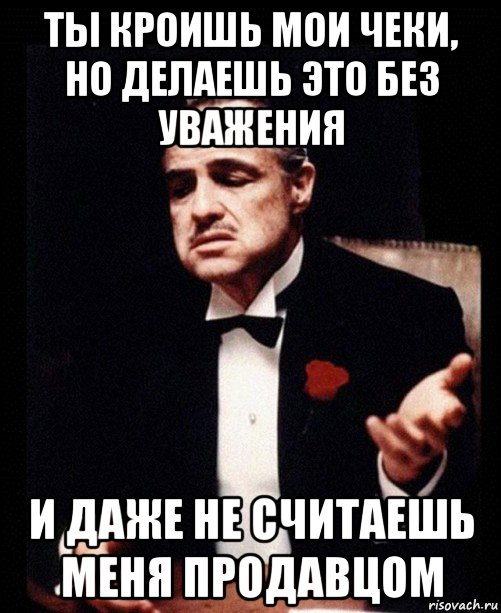 ты кроишь мои чеки, но делаешь это без уважения и даже не считаешь меня продавцом, Мем ты делаешь это без уважения