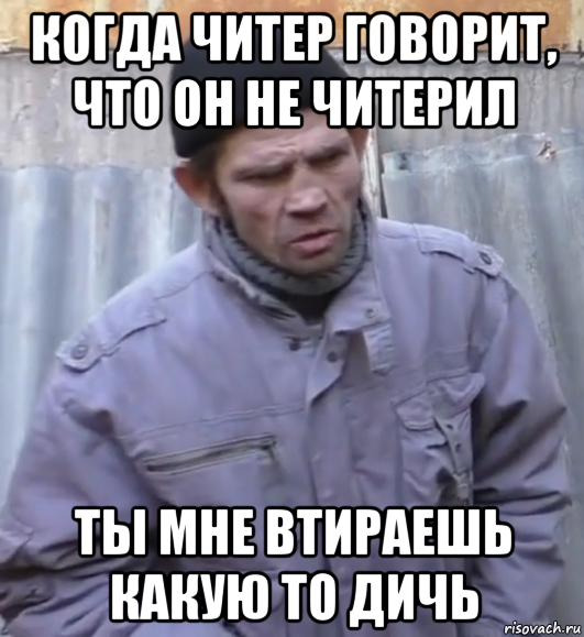 когда читер говорит, что он не читерил ты мне втираешь какую то дичь, Мем  Ты втираешь мне какую то дичь