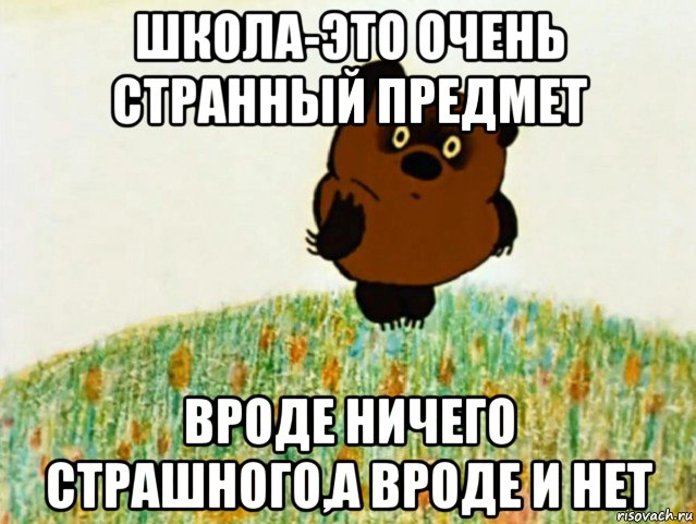 школа-это очень странный предмет вроде ничего страшного,а вроде и нет, Мем ВИННИ ПУХ