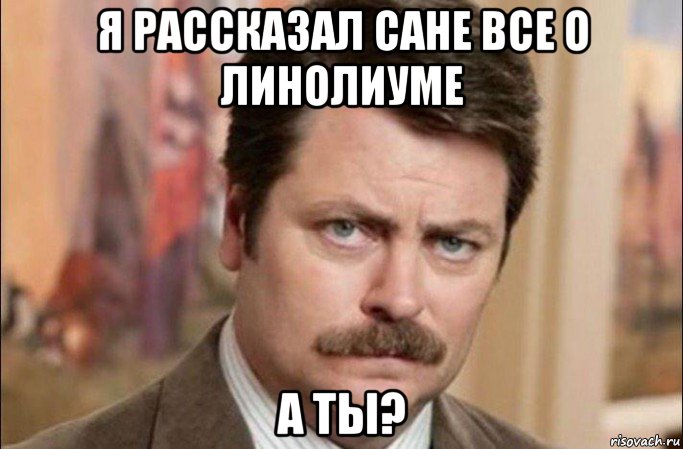 я рассказал сане все о линолиуме а ты?, Мем  Я человек простой