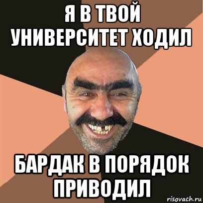 я в твой университет ходил бардак в порядок приводил, Мем Я твой дом труба шатал