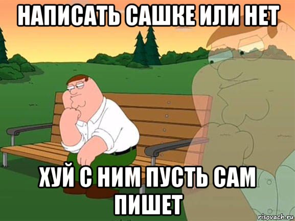 написать сашке или нет хуй с ним пусть сам пишет, Мем Задумчивый Гриффин