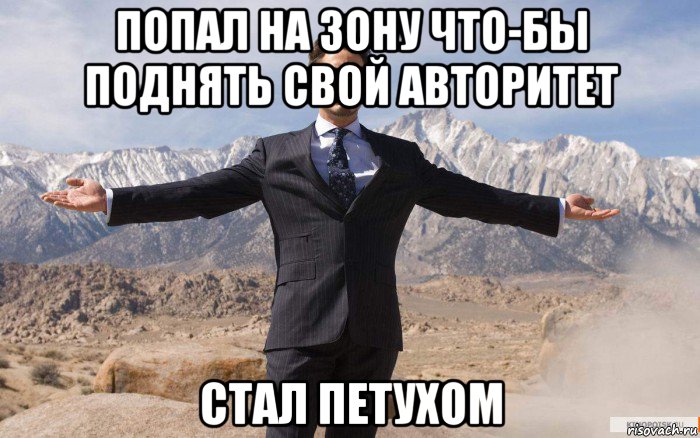 попал на зону что-бы поднять свой авторитет стал петухом, Мем железный человек