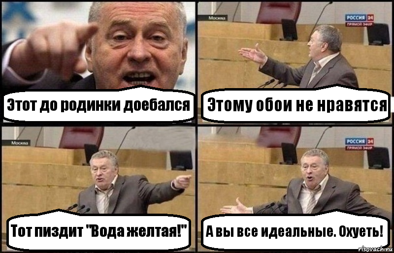 Этот до родинки доебался Этому обои не нравятся Тот пиздит "Вода желтая!" А вы все идеальные. Охуеть!, Комикс Жириновский