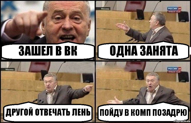 ЗАШЕЛ В ВК ОДНА ЗАНЯТА ДРУГОЙ ОТВЕЧАТЬ ЛЕНЬ ПОЙДУ В КОМП ПОЗАДРЮ, Комикс Жириновский