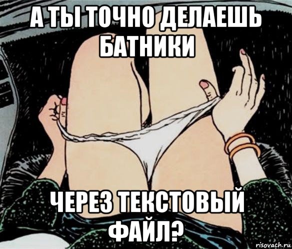 а ты точно делаешь батники через текстовый файл?, Мем А ты точно