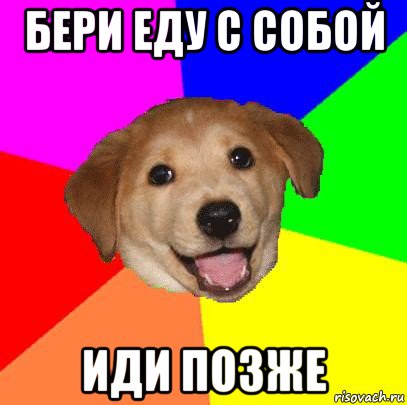 бери еду с собой иди позже, Мем Advice Dog