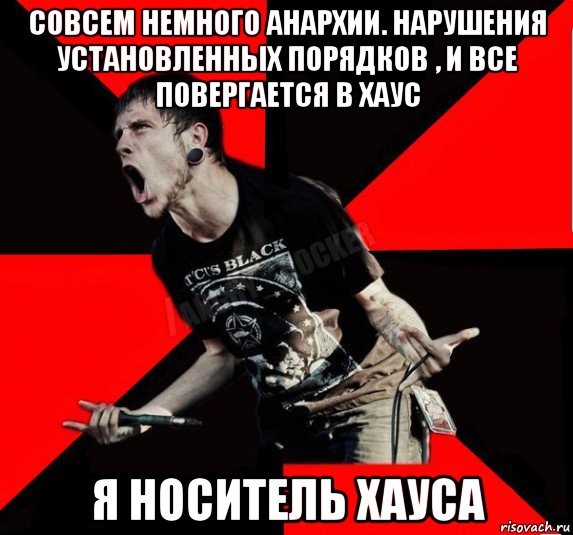 совсем немного анархии. нарушения установленных порядков , и все повергается в хаус я носитель хауса, Мем Агрессивный рокер