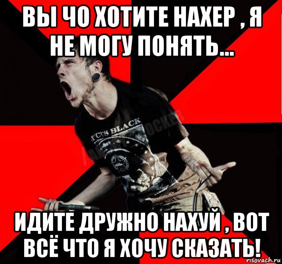 вы чо хотите нахер , я не могу понять... идите дружно нахуй , вот всё что я хочу сказать!, Мем Агрессивный рокер