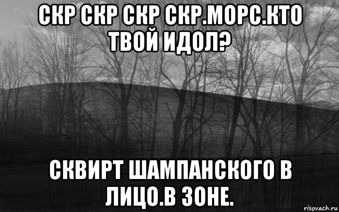 скр скр скр скр.морс.кто твой идол? сквирт шампанского в лицо.в зоне., Мем безысходность лес