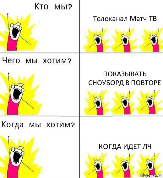 Телеканал Матч ТВ Показывать Сноуборд в повторе Когда идет Лч, Комикс Что мы хотим