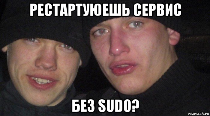 рестартуюешь сервис без sudo?, Мем Ебать ты лох