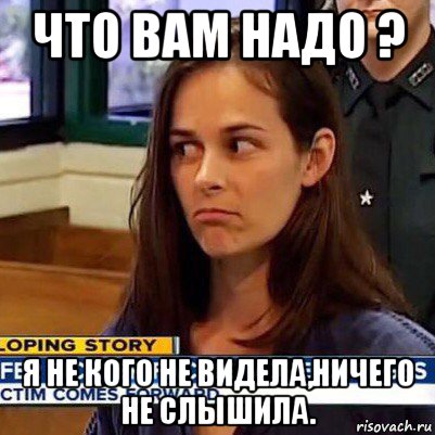 что вам надо ? я не кого не видела,ничего не слышила., Мем   Фихтер